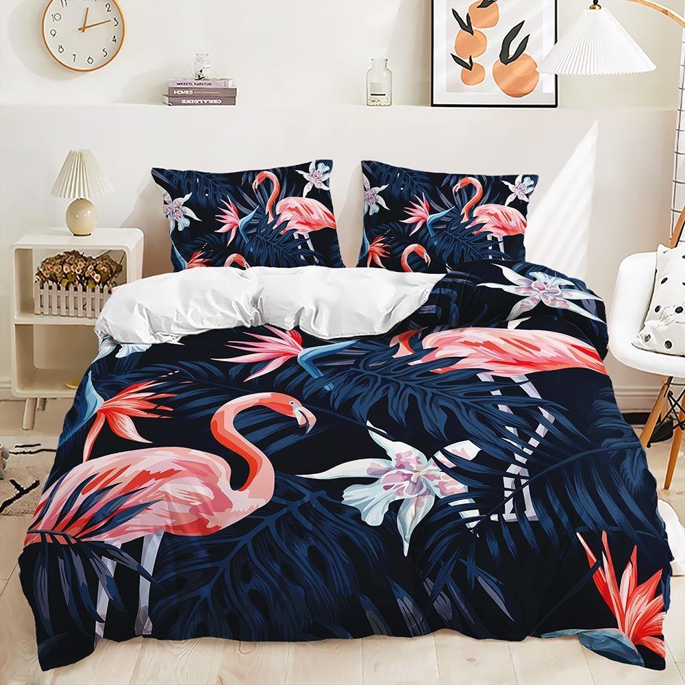 3D Flamingo Duvet Cover Full Size 2/3 Animal Pattern Bedding Set with Pillowcases for Teens and Boys Duvet Cover Pillowcase Gift