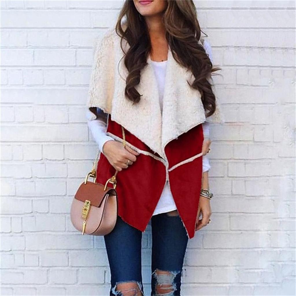 Womens Vest Winter Warm Hoodie Outwear Casual Coat Faux Zip Up  Jacket