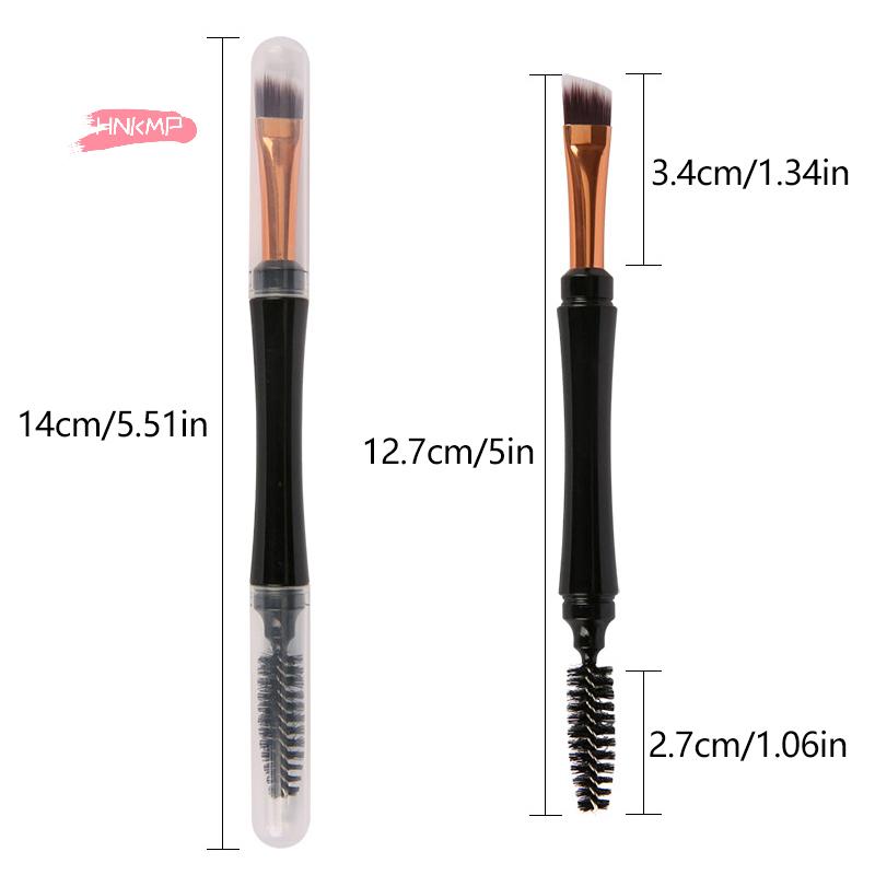 1Pc Mini Dual Ended Makeup Brush for Eyebrow Eyeshadow Eyeliner with Dust-proof Cover - Contouring Cosmetic Tool