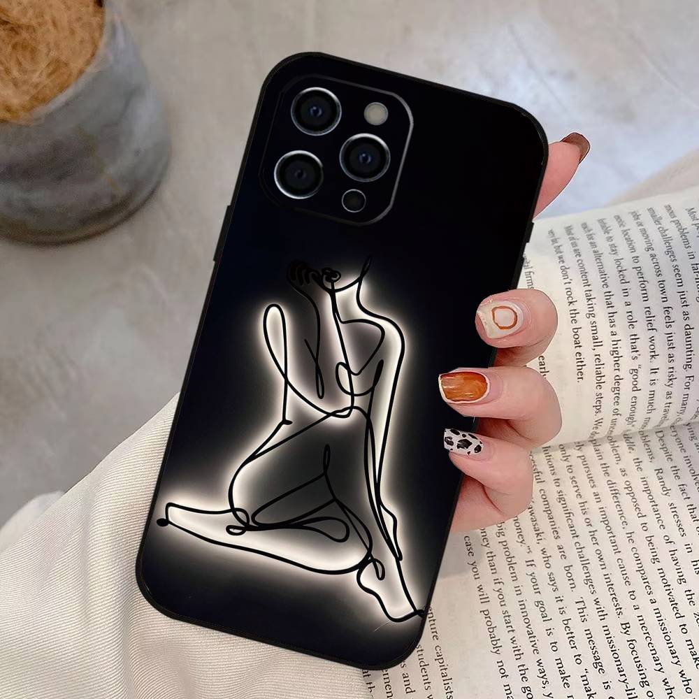 Art Sexy Body Woman Phone Case For iPhone 17,16,15,14,13,12,11 Plus,Pro Max,XS,Soft Silicone Black Cover