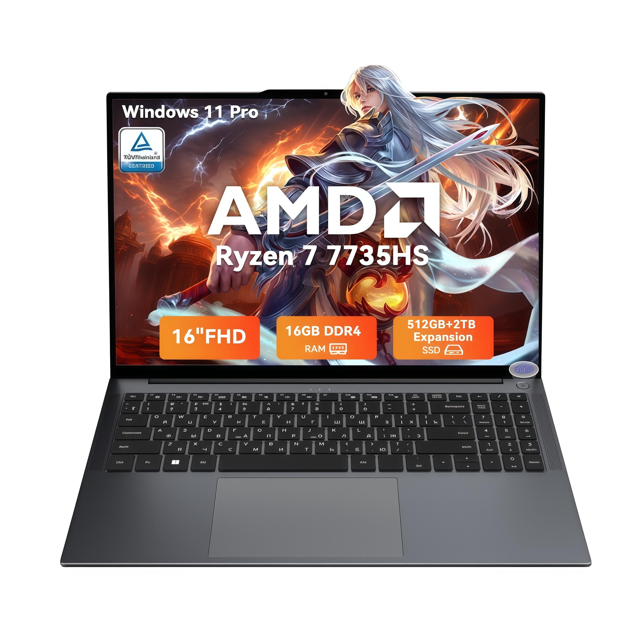Blackview GamiBook 6 Laptop 16 inch 16GB 512GB AMD Ryzen™ 7 7735HS 8 cores16 threads Windows11 Pro Notebook grijs
