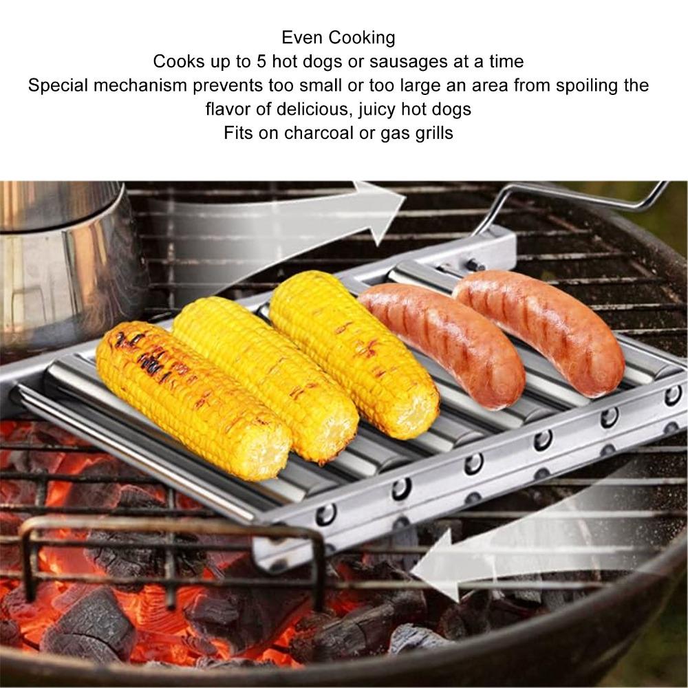Edelstahl Wurstroller-Gestell Silber BBQ-Grillgestell Wiederverwendbarer Wurstgrill Outdoor-BBQ