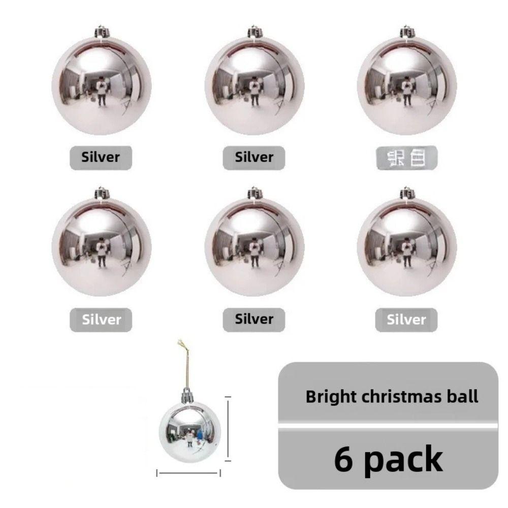 6PCS Durable Plastic Giant Christmas Ball 5 Colors Electroplating Christmas Lion Tiger Ball 6cm 8cm Xmas Baubles Showcase