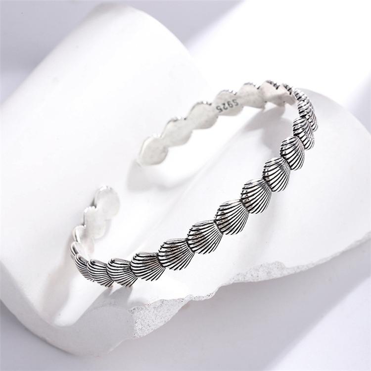 Retro Thai Silver Exquisite Simple Creative Shell Fashion 925 Sterling Silver Versatile Opening Bracelets SL063
