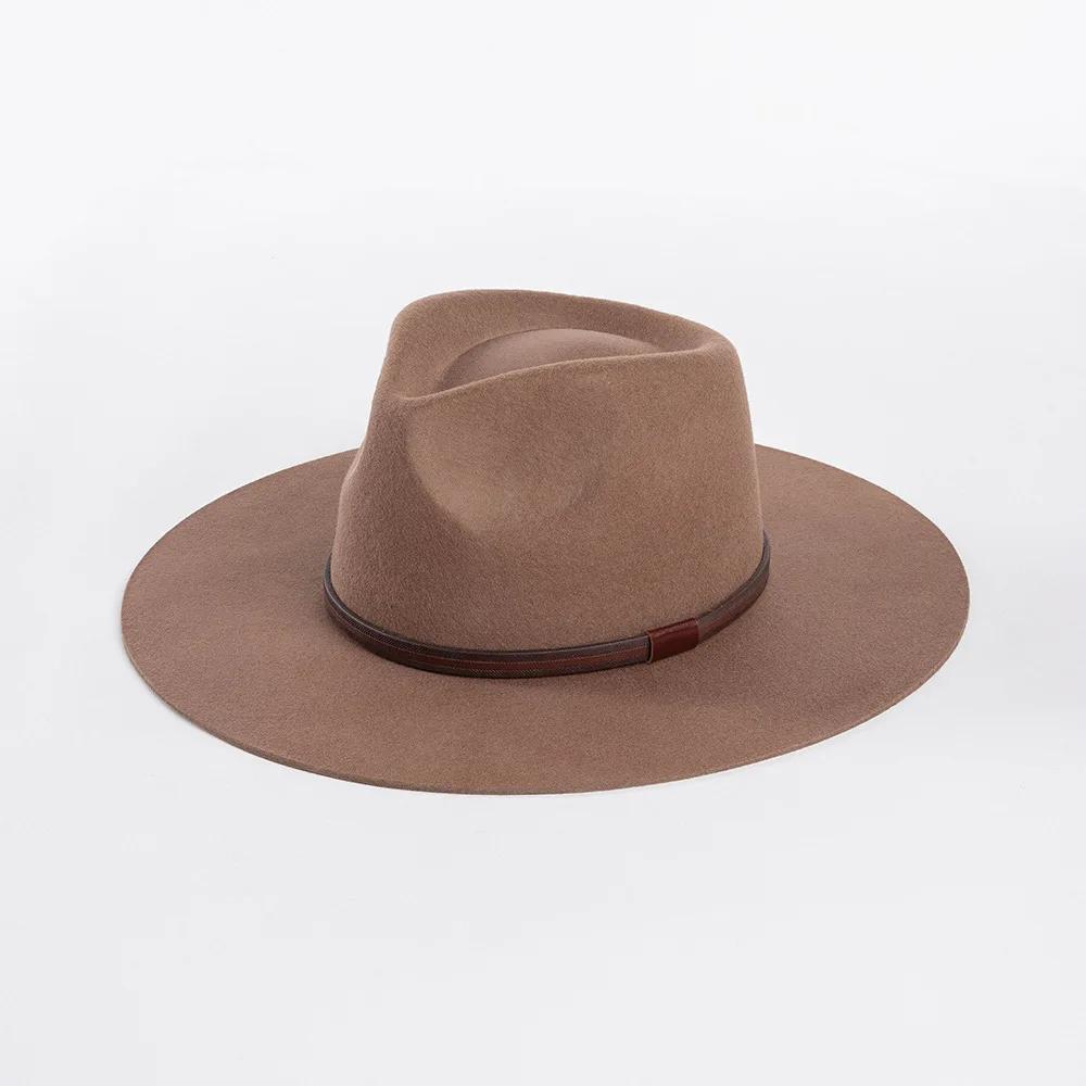 Australian 100% Wool Vintage Fedoras Hat for Women/Men Jazz Top Wool Felt Hat with Brown Belt Big Head Size Sun Hat M/L/XL 61cm