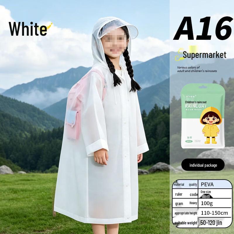 Kids Transparent Disposable Raincoat with Backpack Slot