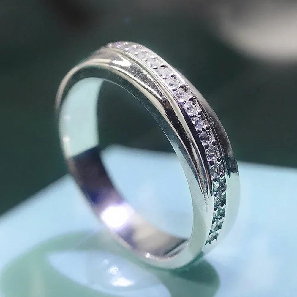 

New Fashion Contracted Wedding Bands Women Finger-rings Paved Shiny CZ Daily Wear Accessories Exquisite Zircon Wholesale Lot 6