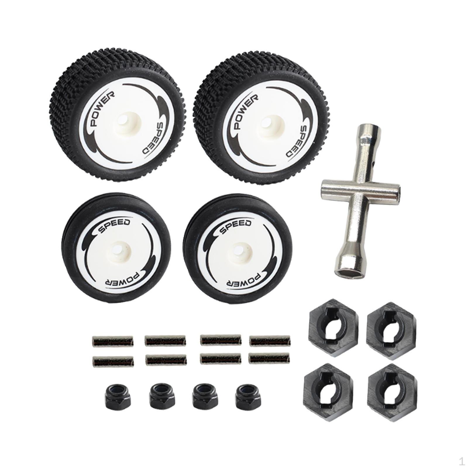 

RC Front Rear Tires with Hex Wheel Hubs,Easy to Install,Replacement,Remote Control Cars Part Spare