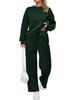 2024 Euro-American Knit Women's Two-Piece: Long-Sleeve Top & Wide-Leg Pocket Trousers