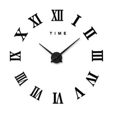 Roman Numbers Acrylic Mirror Surface DIY Sticker Wall Clock Living Room Decor