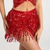 Belly Dance Skirt Sequin Tassel Waist Hip Scarf Exotic Style Tie Up izable Fit Thin Skirt Mesh Festivel Stage Performance Cospla