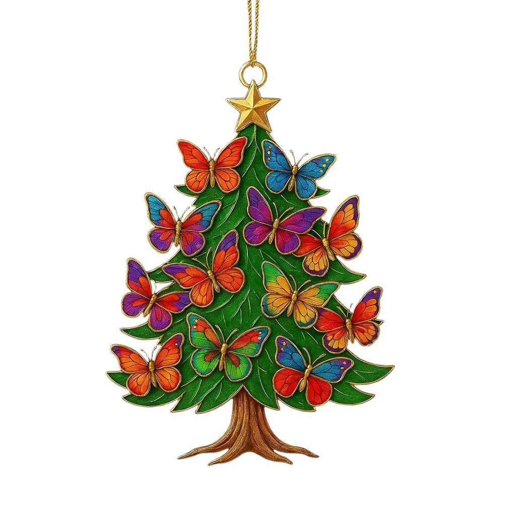 2D Acrylic Christmas Tree Decoration Colorful Butterfly Suitable For Christmas Tree Ornaments Decoration