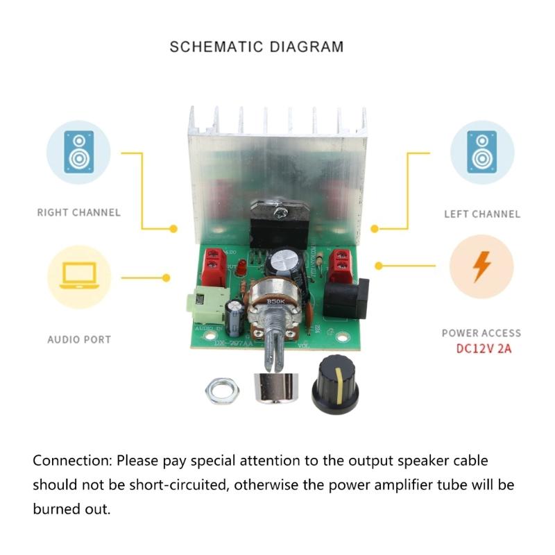 Professional 14W Amplifier Board DX-7266 Low Noise Operation TDA7266 DC12V 2A Finished Power Amplifier Board 2CH