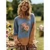 Europa Amerika Stijl Bloemendruk Dames T-shirts Tops Mode Straat Dames Kleding met Lange Mouwen Buiten Casual T-shirt Pullover