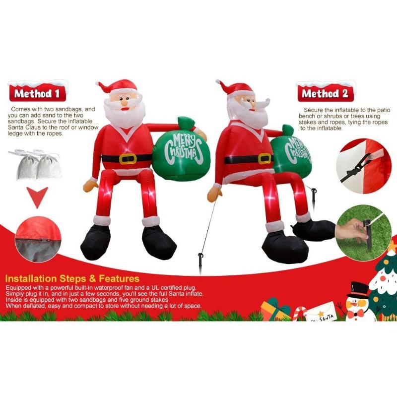8FT Outdoor Decorations Christmas Inflatable Yard Climbing Santa Claus Christmas Blow Up Yard Decorations Christmas Inflatables