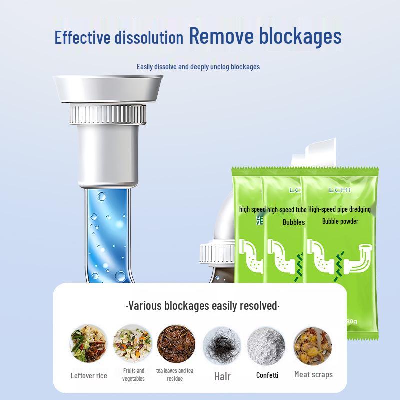 High-Speed Drain Unclogging Powder for Kitchen, Bathroom, and Toilet