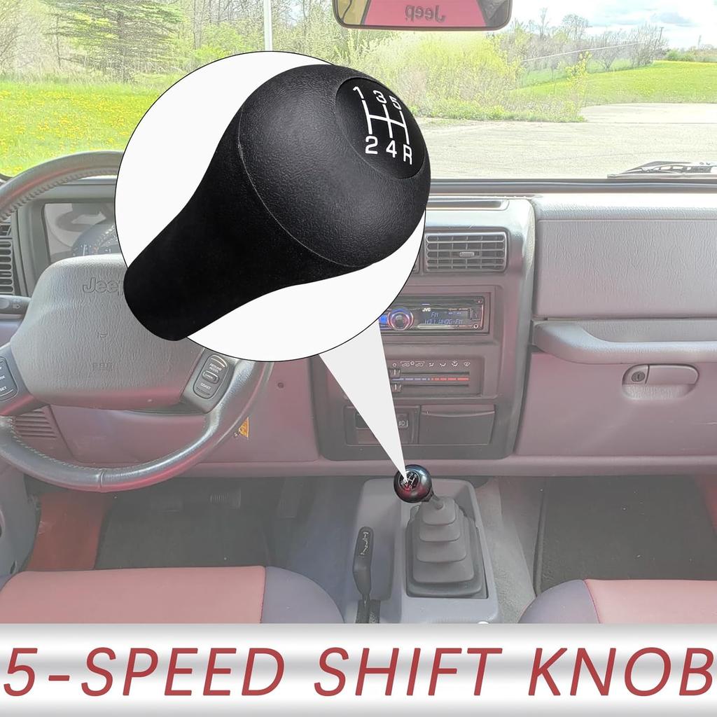 TQPONLY 5 Speed Gear Shift Shifter Knob,Compatible With Dodge Ram Dakota/Jeep Cherokee Wrangler Manual Gear Shift Lever Handles Replaces 52104174