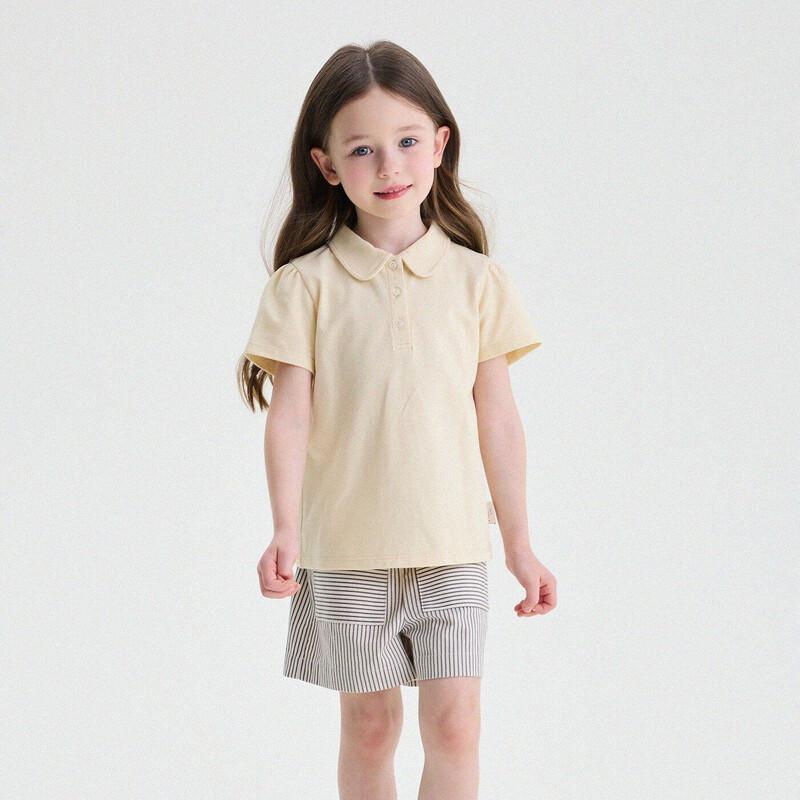 Girls  Korean Style Polo Neck Short Sleeve Top 110