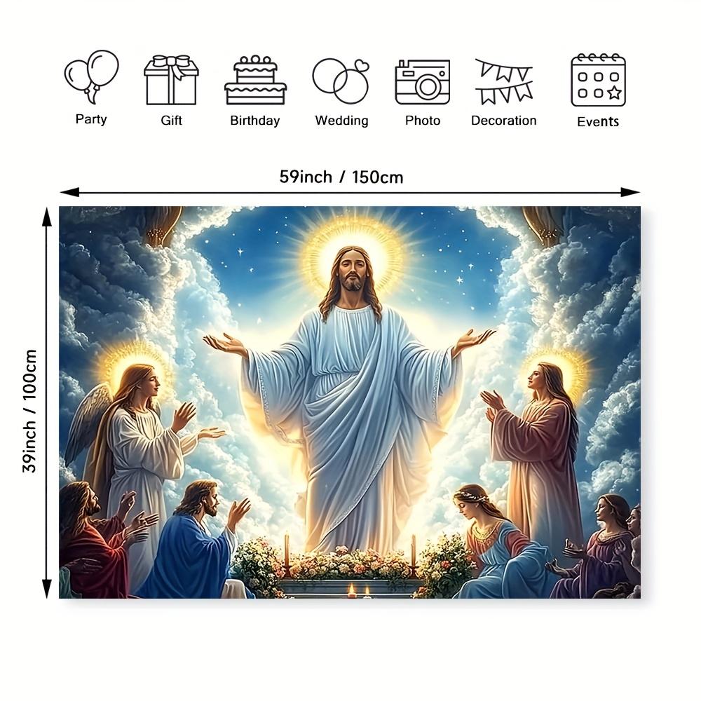 1 piece 100% polyester fiber background of Jesus and Mary multi-purpose seasonal decoration from spring summer to winter