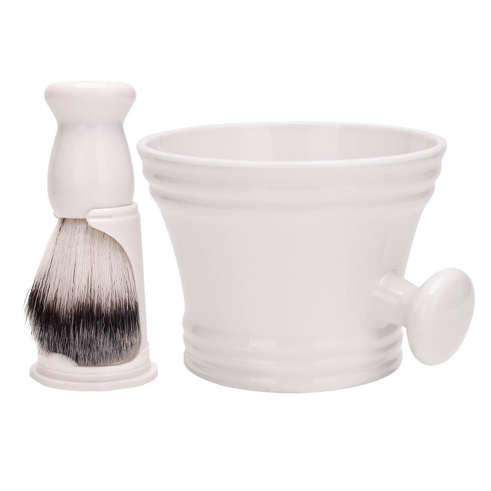 Men's Shaving Set: Large Plastic Bowl with Brush for Beard Cleaning.