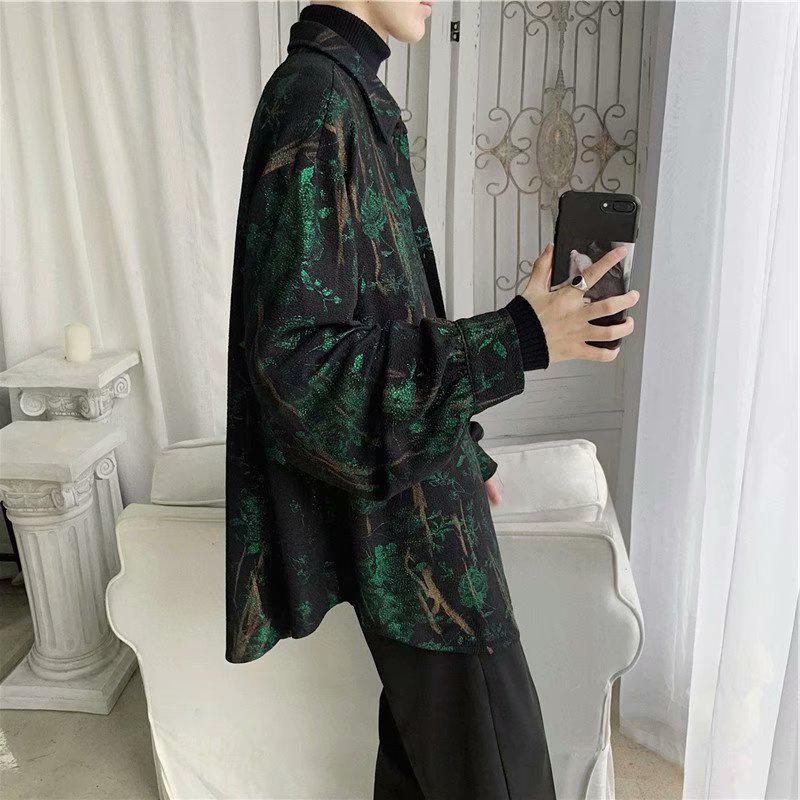 Men's Chic Retro Abstract Print Long Sleeve Shirt Jacket – Nightclub Style