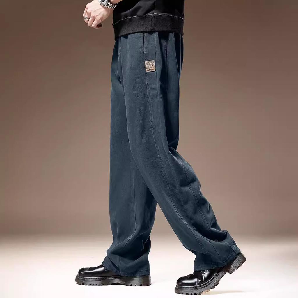 High-end drape Lyocell jeans men's autumn new loose straight American wide-leg casual pants men