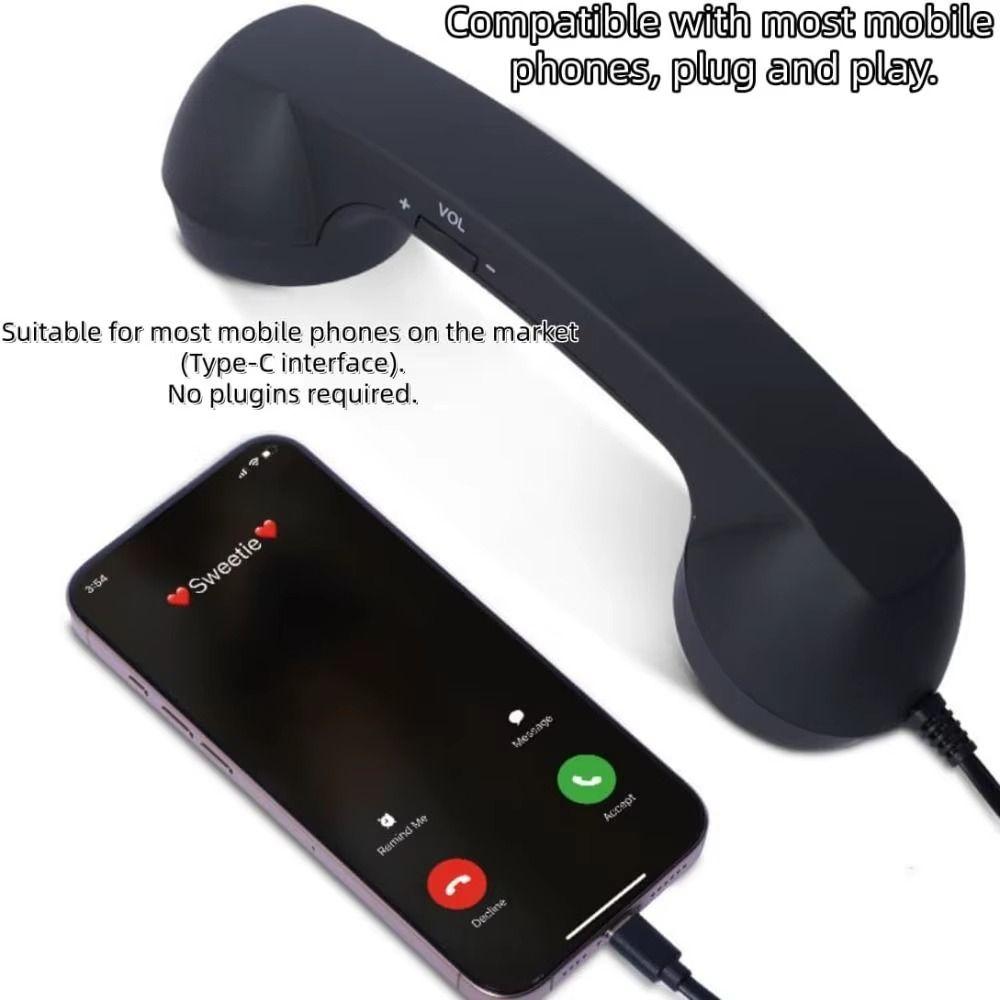 Kabelový mikrofonní sluchátko Type-C/3,5 mm Ruční přijímač Sluchátko pro mobilní telefon pro notebooky