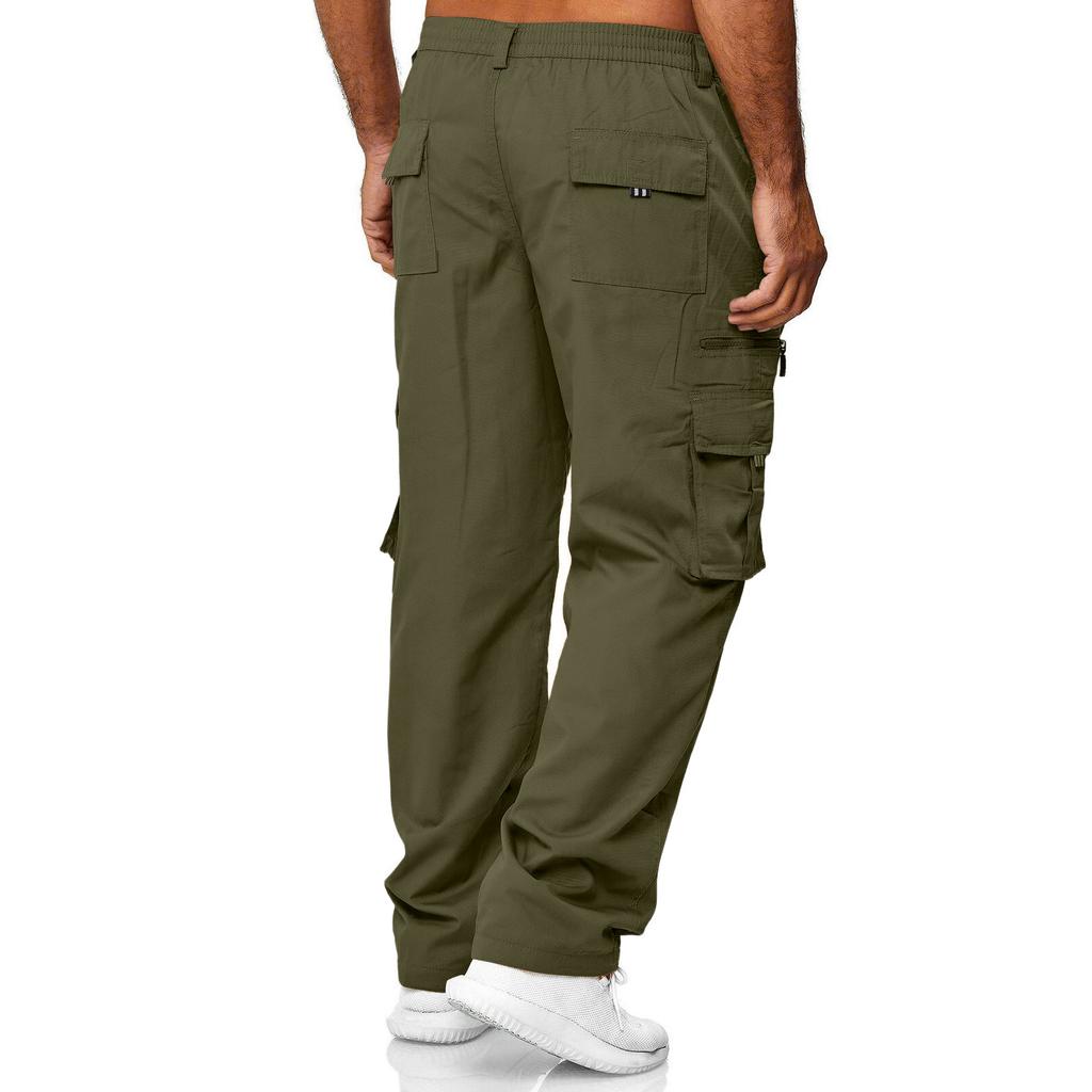 Men's Workwear Casual Stretch Waistband Multi-Pocket Straight-Leg Pants