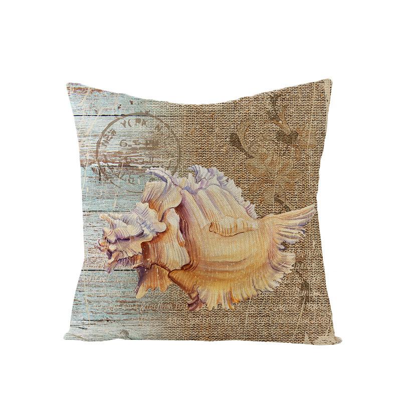 New Retro Style Polyester Pillow Cover Conch Shell Printed Cushion Pillow Cover Home Furnishings