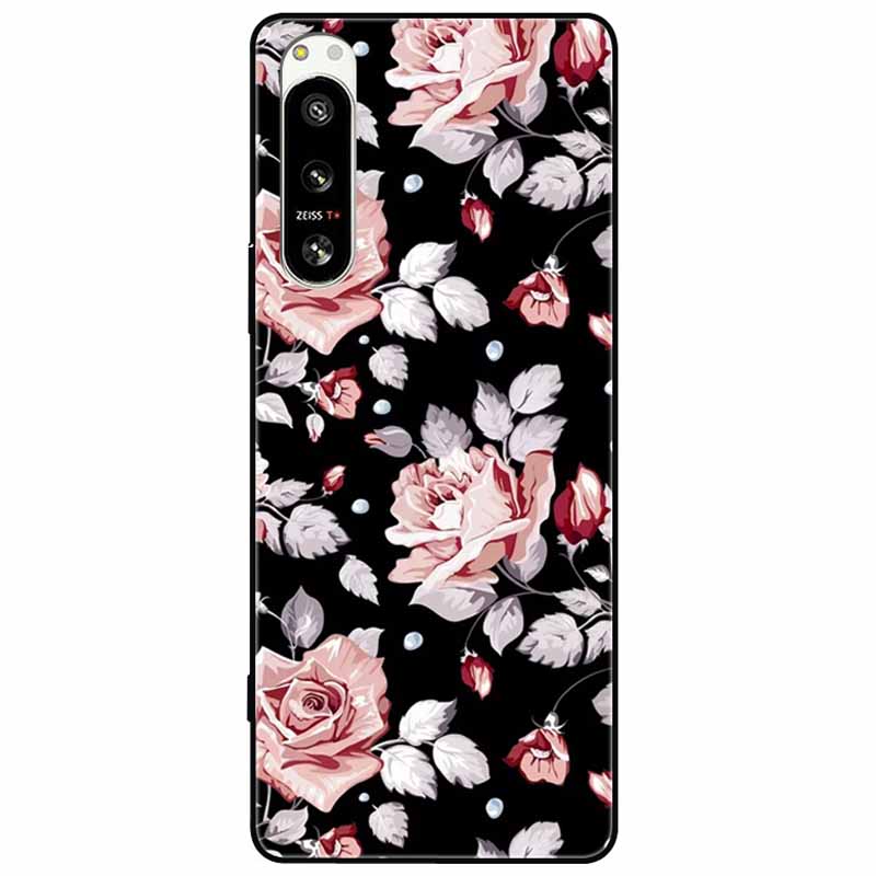 For Sony Xperia 5 IV / 1 IV Case 10IV Soft Silicone Flower Phone Back Cases For Sony Xperia 10 IV V Cover 5IV TPU Bumpers 10V