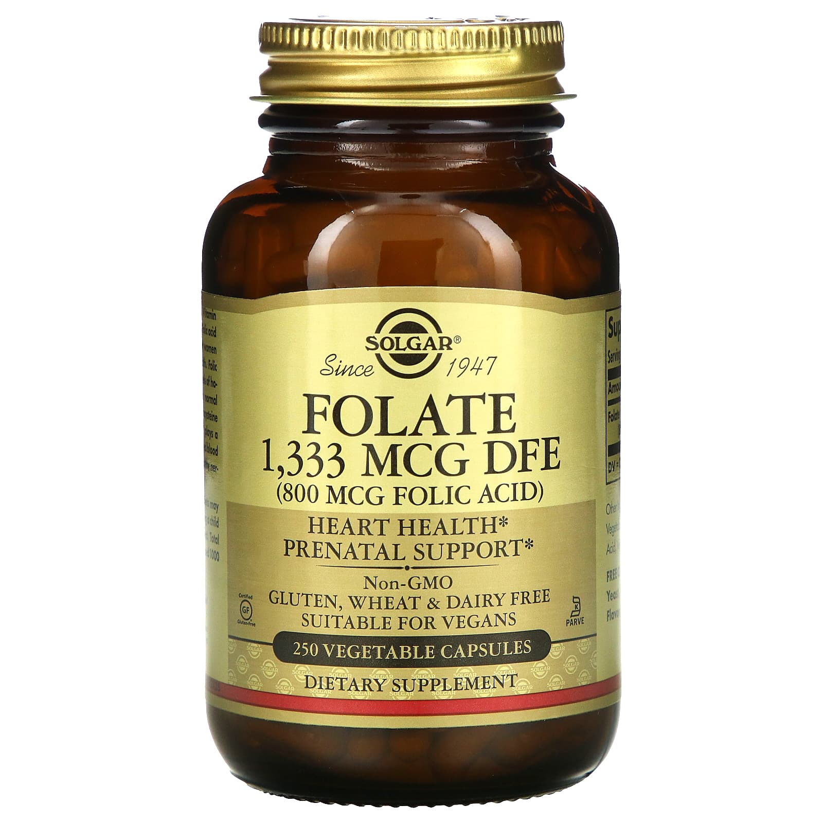

Solgar, Folic Acid, 800 mcg, 250 Veggie Capsules