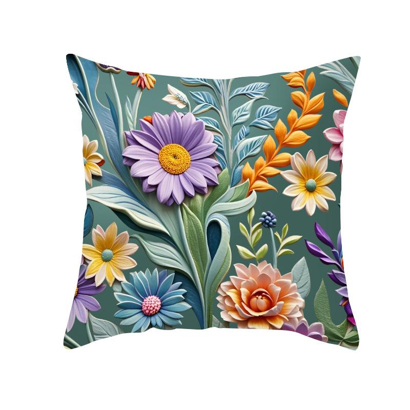 New Decorative Pillowcase 3D Three-dimensional Effect Floral Pillowcase Sofa Cushion Cover Digital Printing