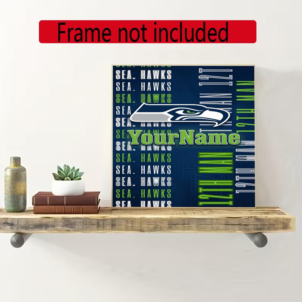 Seattle Seahawks Personalized Name Round Diamond Painting Kit Diamond Embroidery Painting Rhinestones Mosaic Frameless Handwork Decoration Arts