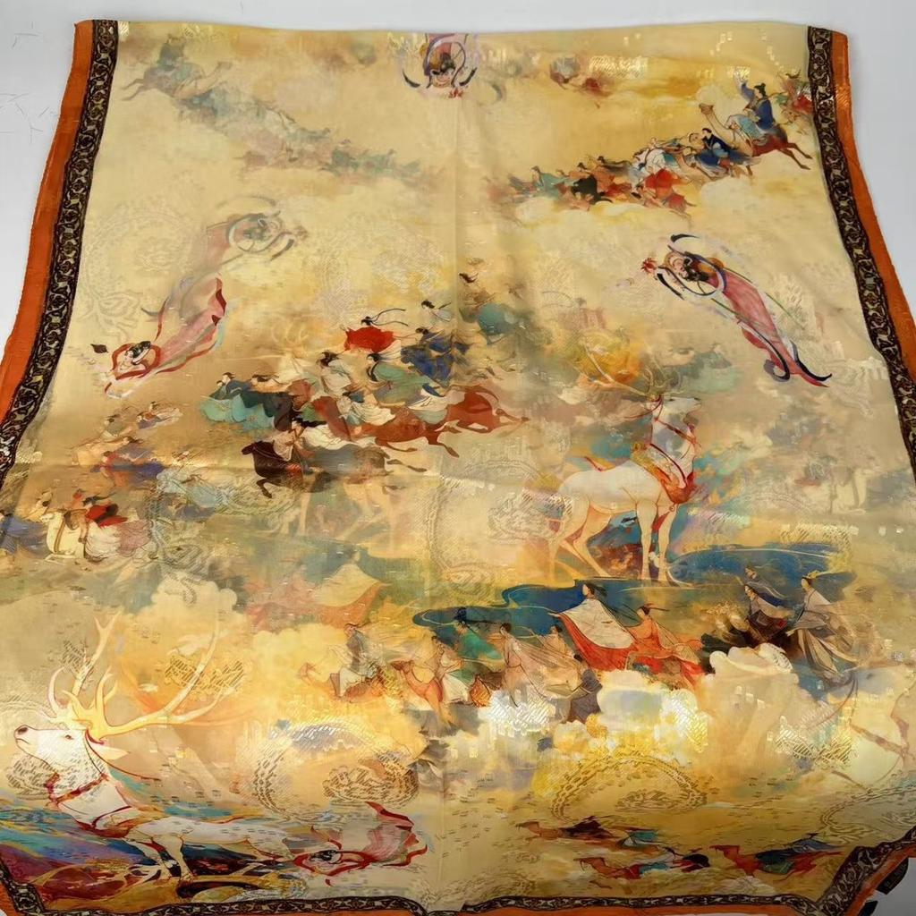 Xiangyun Cut Flower Thin Popular National Style Jacquard High-End Versatile Silk Scarf 180X70Cm Shawl