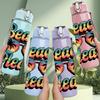 1PC Beach Please Retro Text 750ml Color Plastic Sports Water Bottle Leakproof Flip Straw Lid Suitable for Sports Office Home Use
