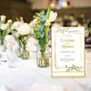 6 Pack Acrylic Gold Sign Holders 5 x 7 Inch Clear Double-Sided Picture Frames Tabletop Menu Display Stands for Table Numbers Photos Restaurants