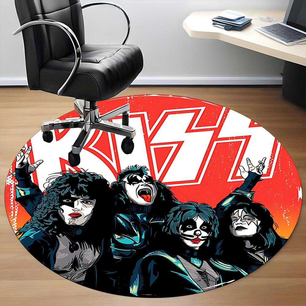 1pc KISS Band Office Round Area Rug, Under Office Chairs Bedroom Living Room Home Decor a0926069