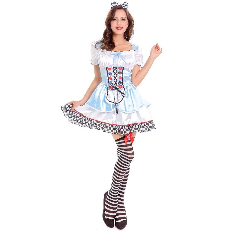 Halloween Wonderland Alice Maid Dress Cosplay Uniform Queen Party Costume