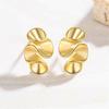 Geometric Ruffle Studs Earrings Ear Studs Fashion Ears Jewelry Copper Texture Suitable for Various Occasion Wear