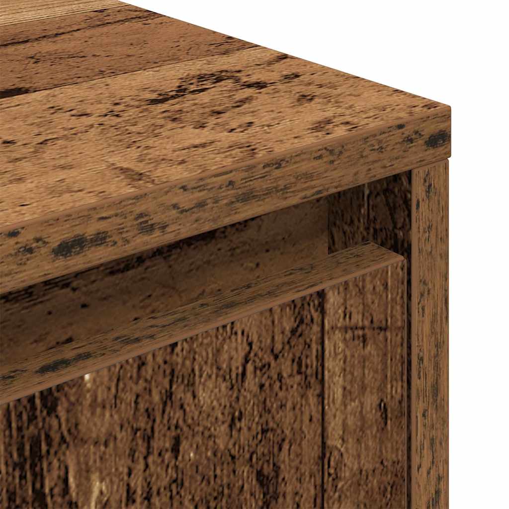 Nightstand with LED Lights Reclaimed Wood Look 38x34x50 cm