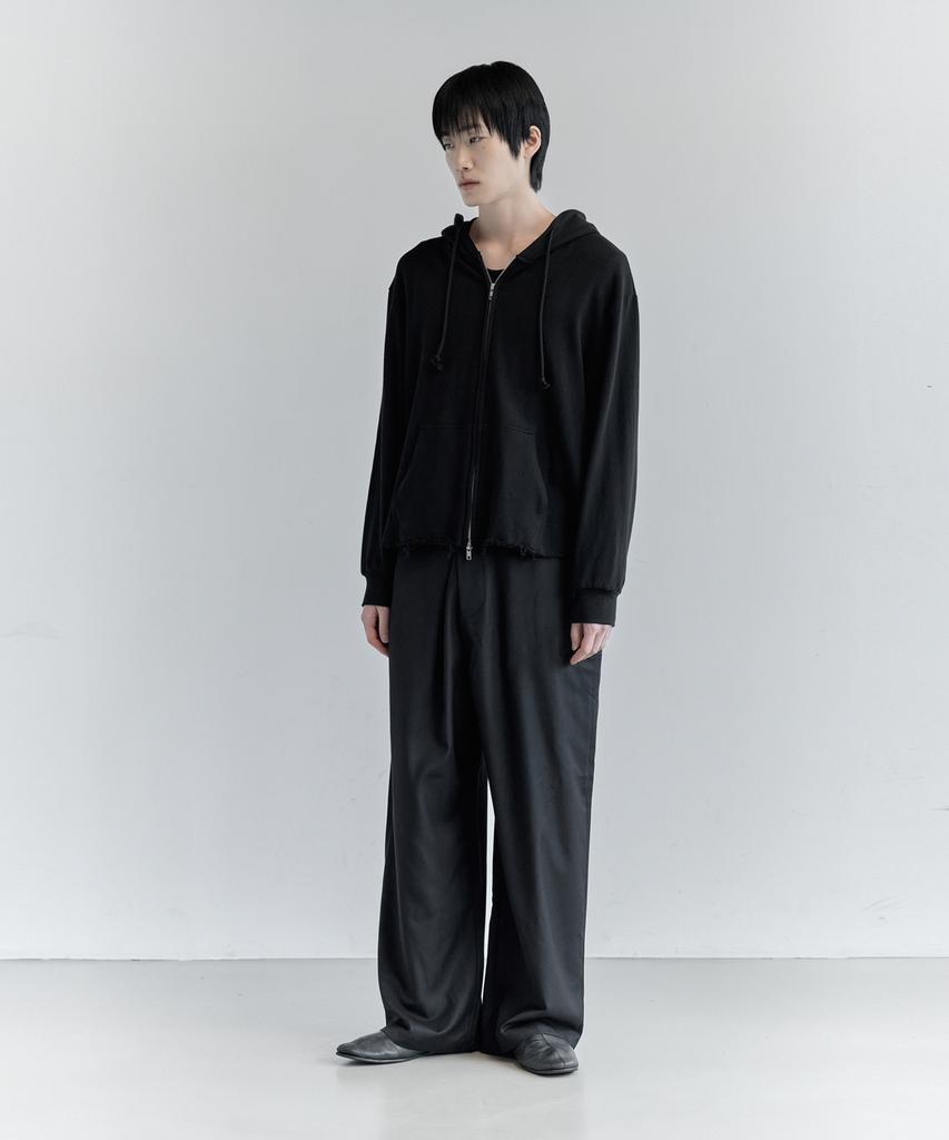 Kiryu Cut Off Hoddie Zip Up_Black