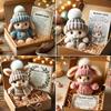Mini Bunny Hug Cute Easter Gift Plush Bunny With Knitted Hat And Pom Pom Soft Pocket Emotional Support Rabbit With Gift Box Card