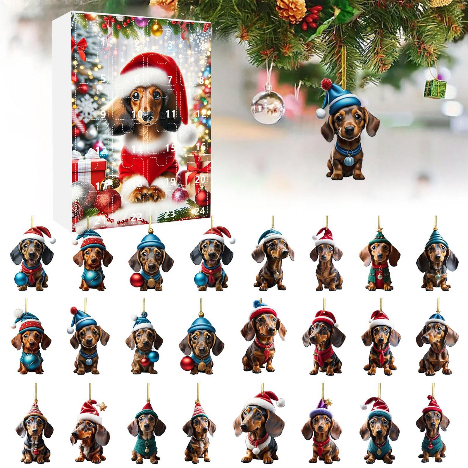 

Рождественский адвент-календарь 2024 года содержит 24 рождественских акриловых украшения, календарь прибытия, обратный отсчет до Рождества с сюрпризами-подвесками One Size