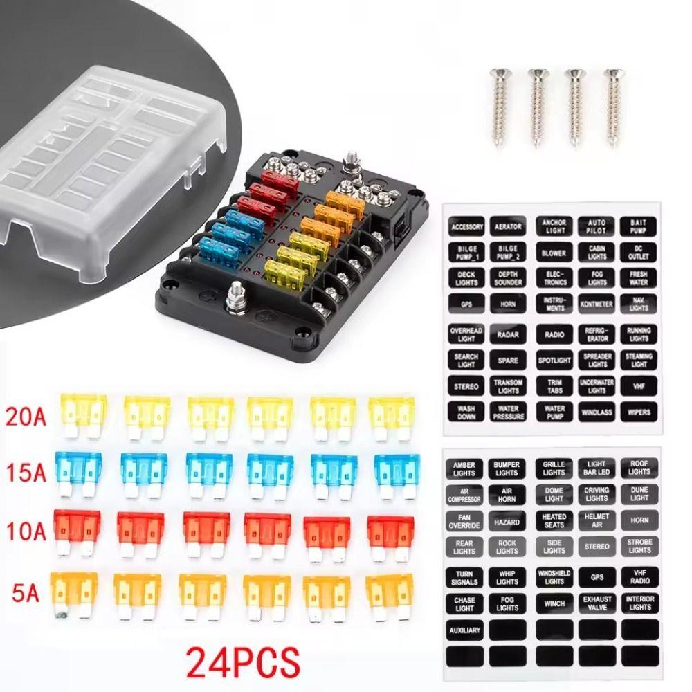 Waterproof Protection Fuse Box Holder 12-Way Circuit Fuse Holder Box Fuse Block  Truck Application