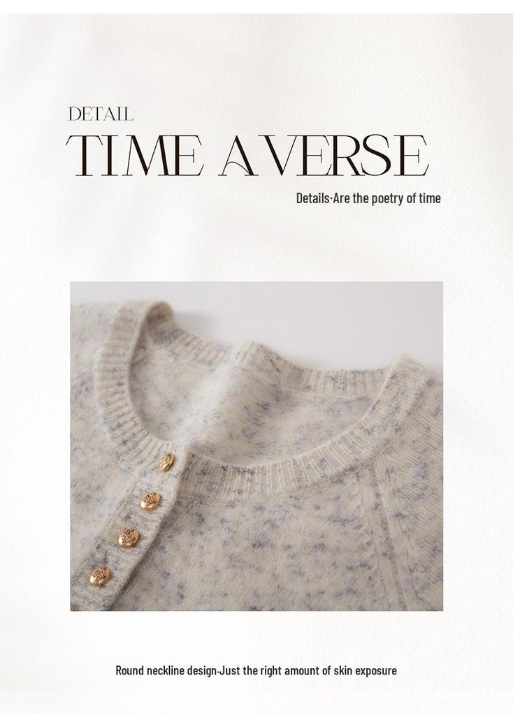 Autumn/Winter Simple Style Cashmere Sweater - Round Neck, Buttoned, Soft Knitwear, Loose Fit