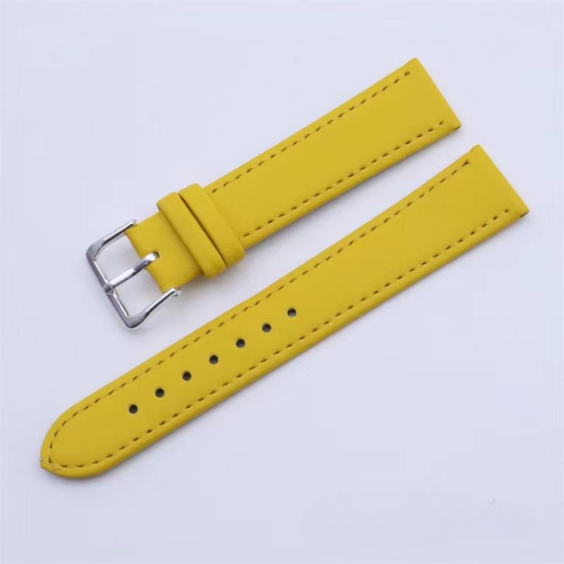 

10мм/12мм/14мм/16мм/18мм/20мм/22мм/24мм Чоловіки Жінки PU шкіра однотонний ремінець для годинника Ремінець для ремінця Ремінець для годинника 16mm жовтий