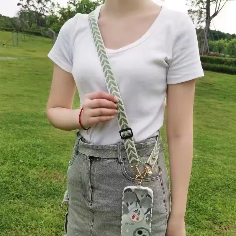 Adjustable Long Mobile Phone Lanyard Crossbody Card Neck Cord Clip Hang Lanyard Pearl Hanging Ornaments Charm Anti-Lost Lanyard
