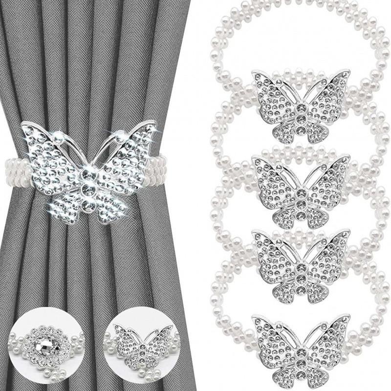 Deer Butterfly Shape Pearl Curtain Tieback For Living Room Bedroom Decorate