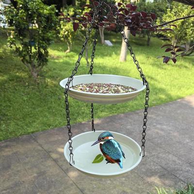 Bird Feed Tubes for Hanging Garden Yard Decoration Outdoors with Double Plate Terrace On The
