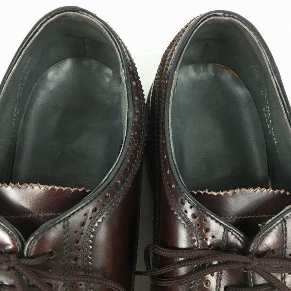 80. léta 90. léta Vintage USA Model obchodního domu Dlouhé křídlové Americké brogue Burgundská barva Velikost 10.5D 28.0(POUŽITÝ)